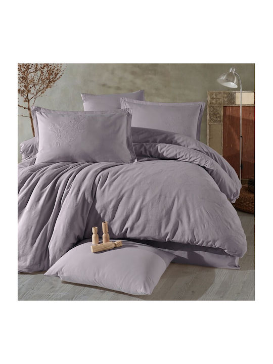 Clasy Home Set Husă de Pilotă Dublă cu 4 Fețe de Pernă & 1 Cearsaf 200x220 Liliac