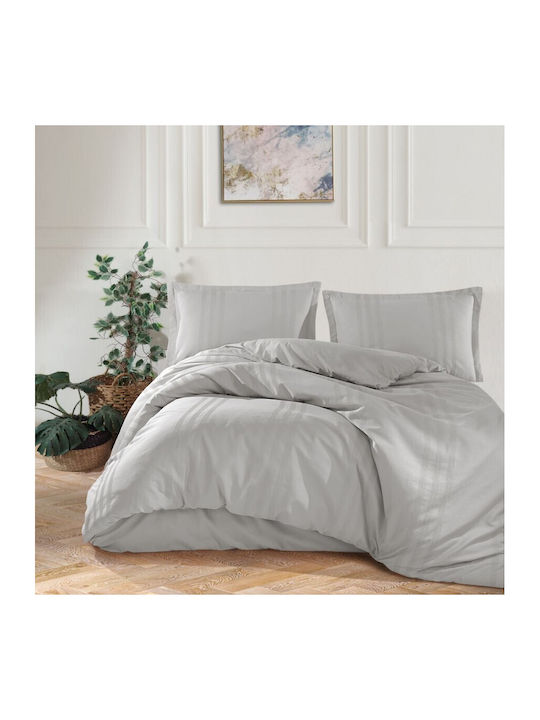 Clasy Home Set Husă de Pilotă Dublă cu 2 Fețe de Pernă & 1 Cearsaf 200x220 Gri