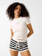 Women's Cotton Short Sleeve Top Beige
