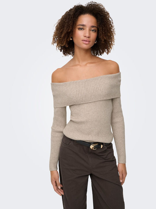 Only Damen Bluse Schulterfrei Beige