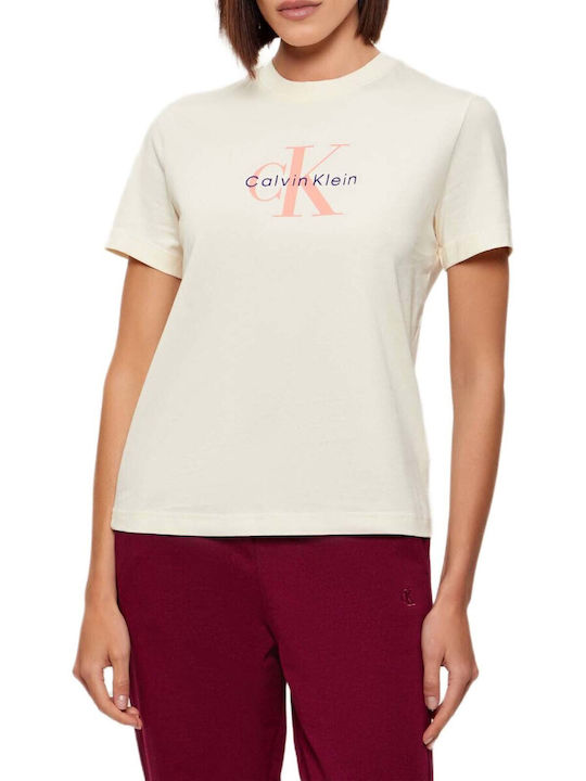 Calvin Klein Women's T-shirt Beige