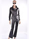 Women's Fabric Trousers Flared Black