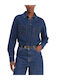 Women's Denim Long Sleeve Shirt Denim Blue