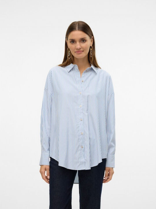 Μακρυμάνικο Γυναικείο Πουκάμισο Bright White/nok Blue