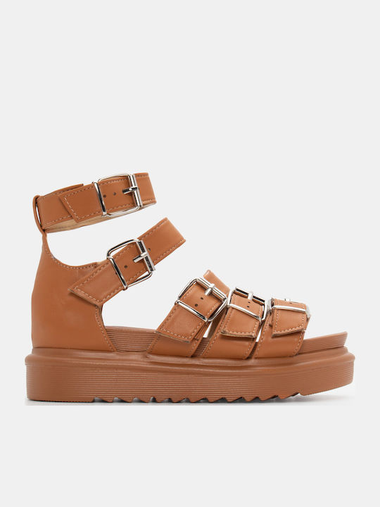 Luigi Γυναικεία Σανδάλια Flatforms Καφέ