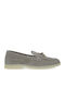 Leather Women's Loafers in Gray Color