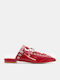 Mules with Thin High Heel in Red Color