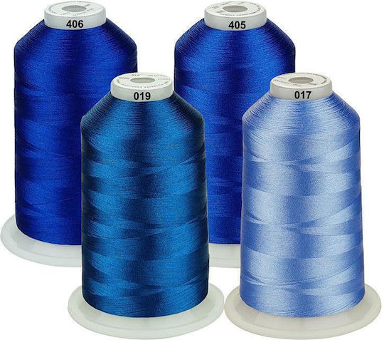 Embroidery Thread Set 4 Spools 5000 M Blue Shades