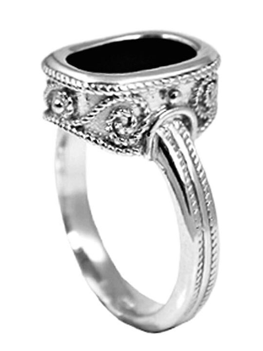 Men's Handmade Silver Ring Black Patina & Natural Black Onyx