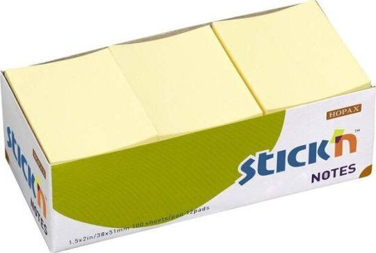 Stick'n Notes Q-line Galbene 38x50mm 100 Foi 12 Bucăți Pachet