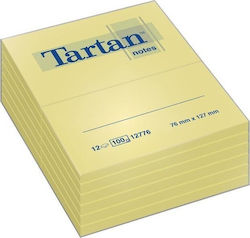 Bloc Autocolant Tartan 76x127mm 12x100 File Galben