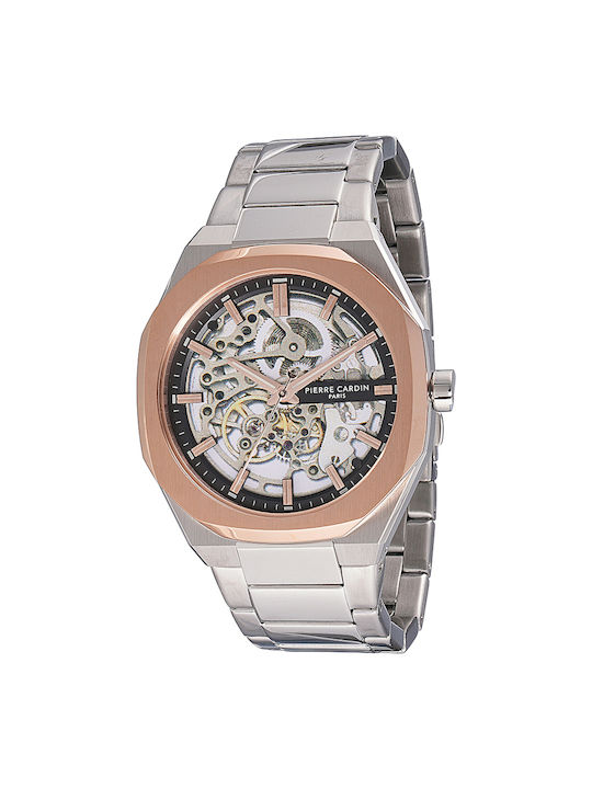 Pierre Cardin Herrenuhr 42mm Batterie mit Silber Metallarmband