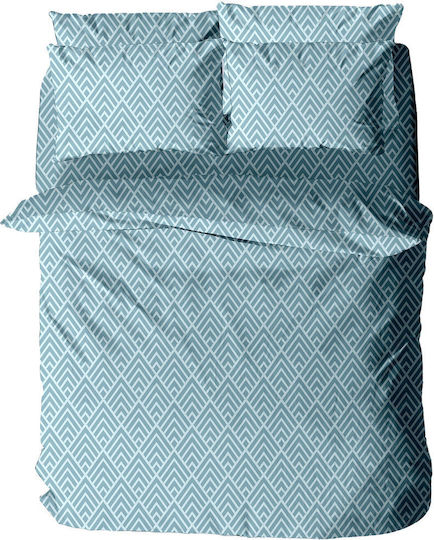 Sunshine Menta 152 Doppeltes Set 4 Stück 150x200+30cm mit Gummibettlaken 500 Blau