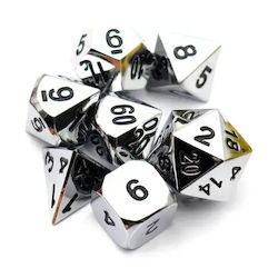 Suegao Set 7 Enamel Solid Metal Dice Role-playing Games Silver Black Suegao Set 7 Enamel Solid Metal Dice Role-playing Games Silver Black