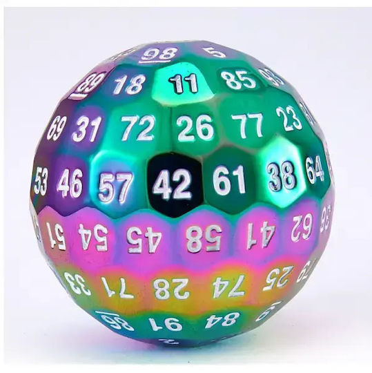 Suegao 100-sided Solid Metal Polyhedral Die Tabletop Rpg Rainbow