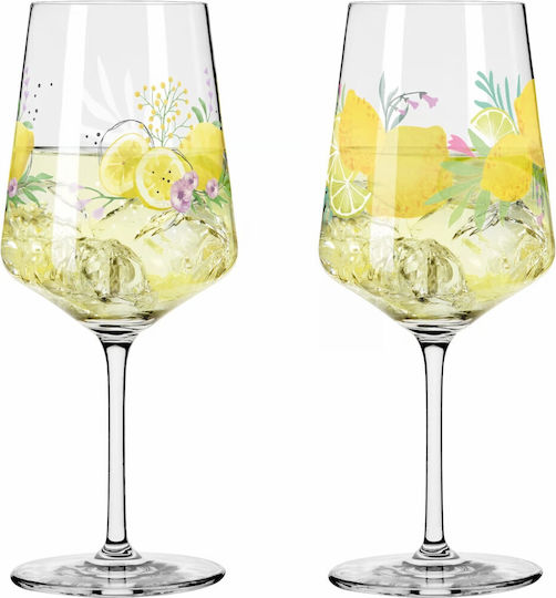Set of Glasses Cocktail/Drinking / White Wine / Water made of Crystal in Yellow Color 2pcs