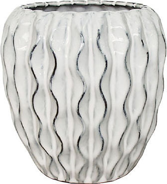 Ceramic White Cylindrical Vase Black Striations Φ19x19cm 6/box
