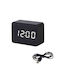 Uncle George Tabletop Digital Clock LED Wooden with Alarm Clock Black 01.06.04-0003-BLK