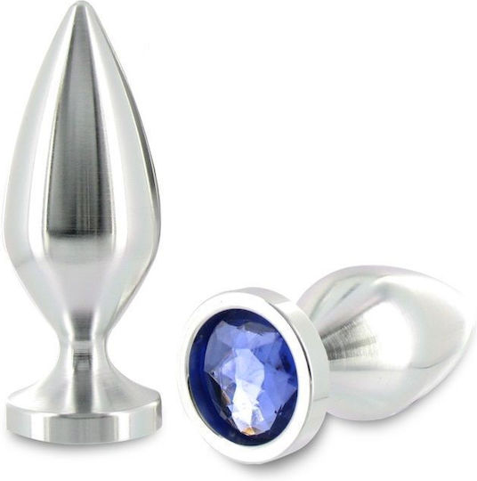 Metal Hard Anal Plug Aliminum Crystal Color Medium 8.89cm