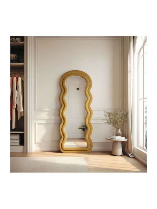 Hanah Home Огледало Асиметрично с Жълта Дървена Рамка 170x65см
