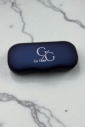 Hard Oval Eyeglass Case Blue Colour