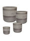Set of 4 Gray Clay Plant Pots Geometric Pattern S:φ15.5x13.5 M:φ20.5x18.8 L:φ26x23.5 XL:φ30.5x28.5cm 1/box