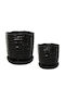 Set of 2 Clay Plant Pots with Ridges and Saucers S:φ13.5x14.5 M:φ19x18.5cm 4/kib