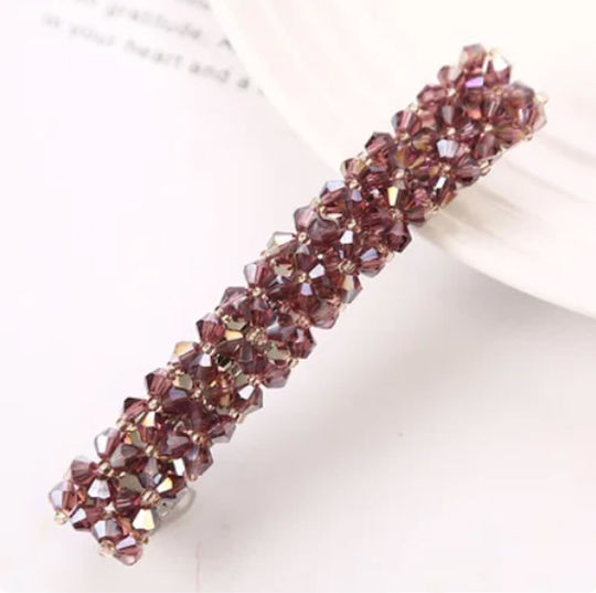 Elegant Hair Clips Accessories Crystals Beads Plum Purple Tolindo