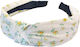 Damen Stirnband Stoff Haar Blumen Grüne Blumen Made In Greece