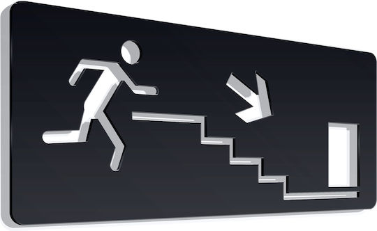 Σήμανση ''staire Down'' 10x24 Εκ Μαύρο Ακρυλικό Πλαστικό Πάχους 3mm Νο5881355