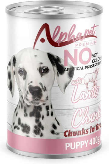 Alpha Pet Hrană Umedă pentru Pui în Conservă cu Miel 400gr