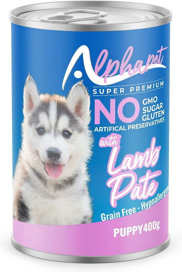 Alpha Pet Υγρή Τροφή για Κουτάβια με Αρνί και Ρύζι 400gr