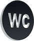Σήμανση ''wc'' 14x14 Εκ Στρογγυλό Μαύρο Ακρυλικό Πλαστικό Πάχους 3mm Νο5881364_2