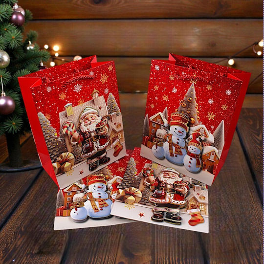 Geantă De Hârtie Pentru Cadouri De Crăciun Cu Design 3D Decorațiune 18x10x23cm 1 Bucată 3188