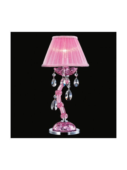 Violam Glas Tischlampe für Fassung E14 mit Silber Schirm und Basis