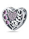 Charmy Heart Charm in Pink Silver