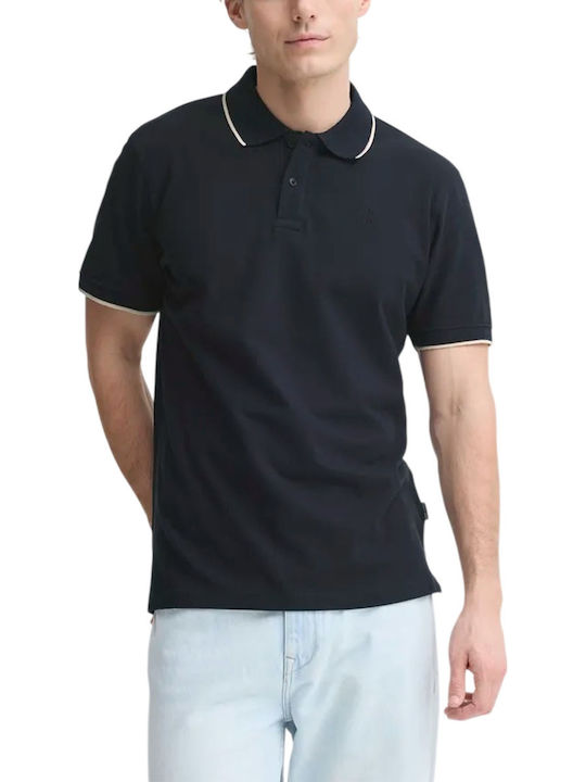 Blend Polo Short Sleeve Black Blouse