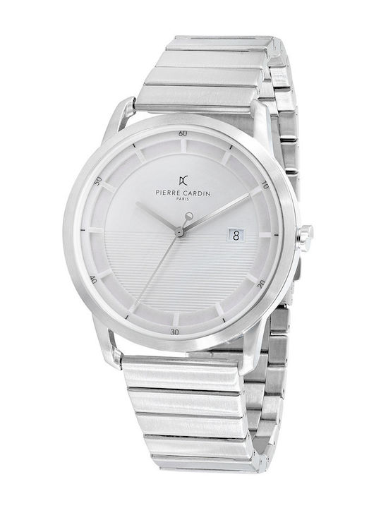Pierre Cardin Herrenuhr 43mm Batterie mit Silber Metallarmband
