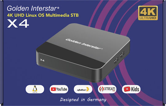 Golden Interstar TV Box Interstar X4 with WiFi USB 2.0 1GB RAM and 8GB Storage Space with Operating System Linux