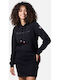 Damen Sweatshirt Kapuzen Black