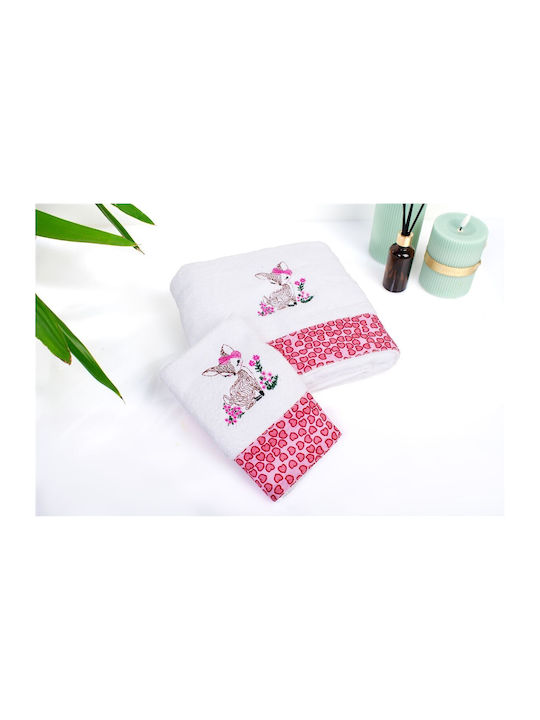 Dimcol Set of baby towels 2pcs Deer White-pink ...
