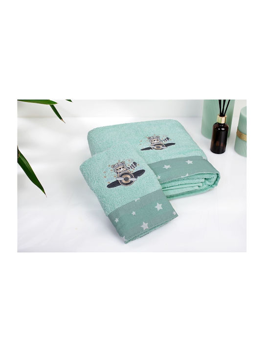 Dimcol Set Babyhandtücher 2 Stück Mint Aviator Gewicht 400gr/m²