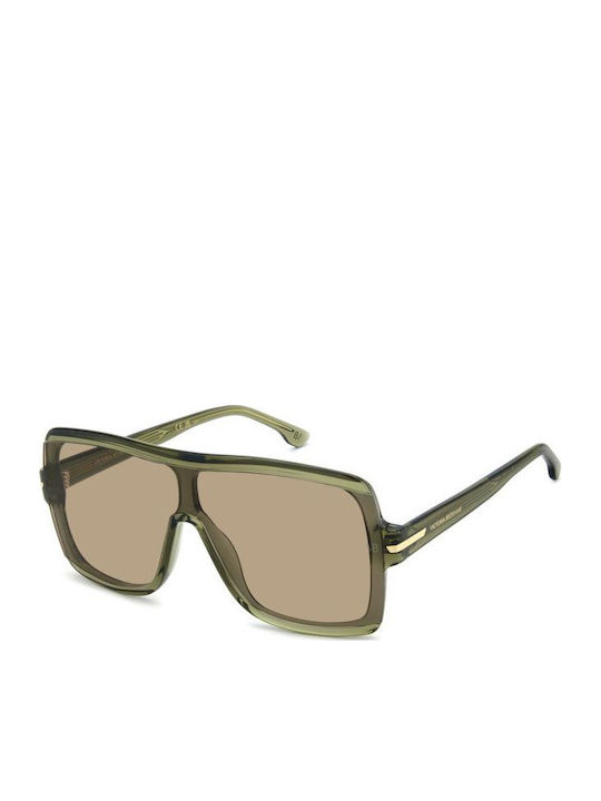 Victoria Beckham Unisex Sonnenbrillen mit Grünem Horn umrandetem Rahmen und Grauen Gläsern