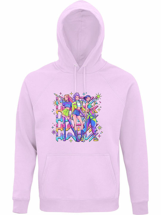 Kids Sweatshirt with Hood Creamy Pink Kpop Huntrix, Saja Girls Anime, Mira Rumi Joey, Demon Hunter Design, K-pop Fan Art