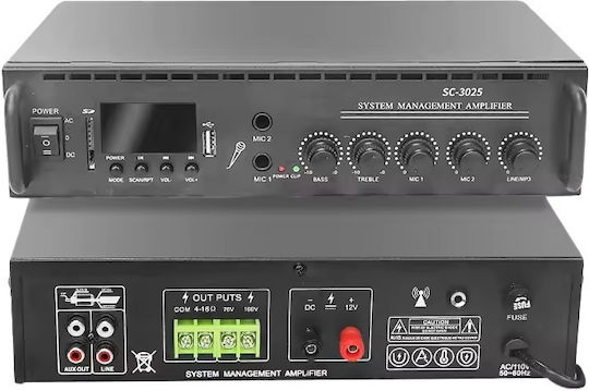 Power Amplifier Microphone Amplifier 25W/100V
