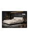 Pisa Bett Halb-Double Mit Stoff Beige Für Matratze 130x200cm