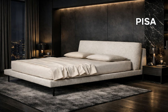 Pisa Bett Halb-Double Mit Stoff Beige Für Matratze 130x200cm