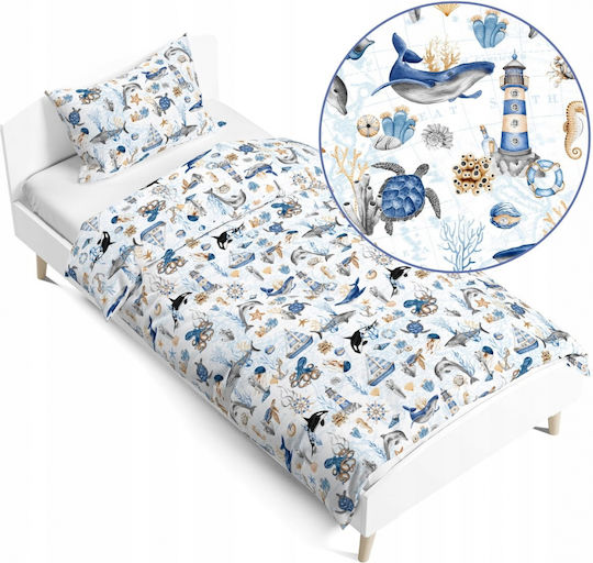 BabyMam Set Cearceaf Pentru Copii Single Albastru Ocean