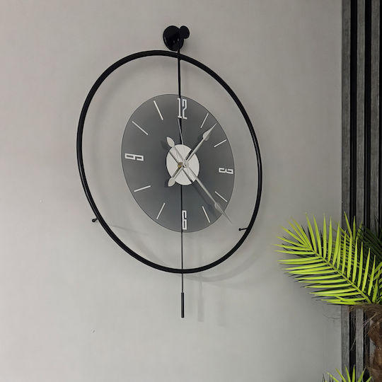 Moderner Schwarzes Metallisches Wanduhren Dunkles Glas Für Zeitgenössische Räume 50×75 Cm