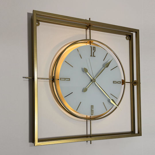 Quadratisches Dekoratives Wanduhren Metallischer Design Gold 60×60 cm